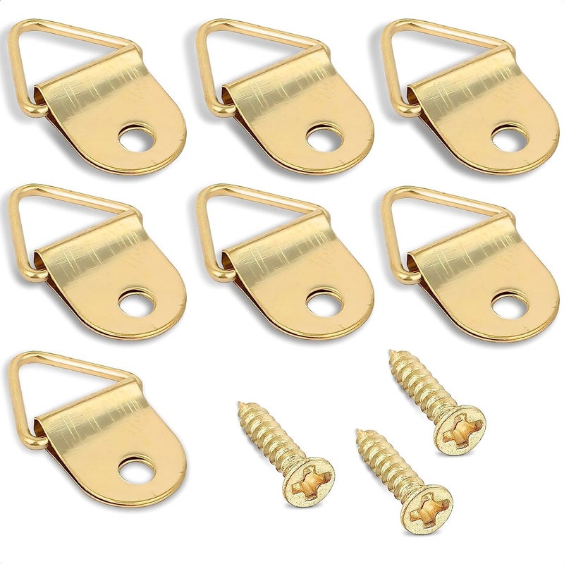 LEGLO D-Ring Triangle Hooks for Hanging Picture - 100Pcs Small Decorative Hooks with Screws Picture Hanging Hooks Home Improvement Wall Hook Picture Frame Hanger - Golden Heavy Duty Picture Hangers - Image 1